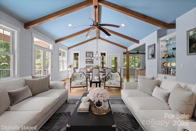 311 Carriage Crest Dr, Hendersonville, NC 28791 - living area featuring ceiling fan, wood finished floors, a chandelier, and recessed lighting