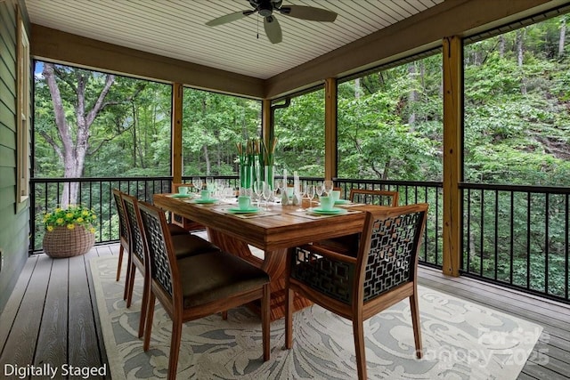 311 Carriage Crest Dr, Hendersonville, NC 28791 - sunroom / solarium featuring ceiling fan and outdoor dining space