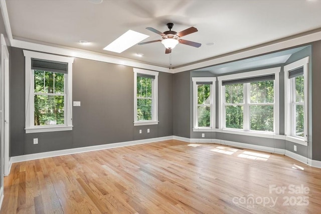 311 Carriage Crest Dr, Hendersonville, NC 28791 - spare room featuring plenty of natural light, ceiling fan, a skylight, and light wood-style flooring