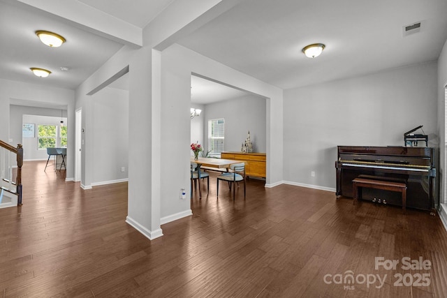1300 Yellow Springs Dr, Indian Land, SC 29707 - interior space featuring dark wood-style floors, baseboards, and a chandelier