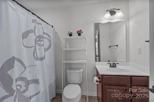 1300 Yellow Springs Dr, Indian Land, SC 29707 - full bath featuring vanity, toilet, tile patterned flooring, and curtained shower