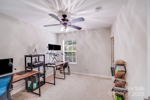 11714 Harsworth Ln, Charlotte, NC 28277 - carpeted home office with ceiling fan and baseboards