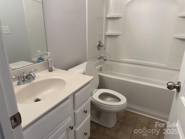 10715 Tom Short Rd, Charlotte, NC 28277 - bathroom with tile patterned floors, vanity, bathing tub / shower combination, and toilet