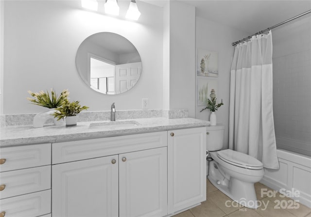 300 W Fifth St Unit 509, Charlotte, NC 28202 - bathroom with vanity, tile patterned flooring, and shower / tub combo with curtain