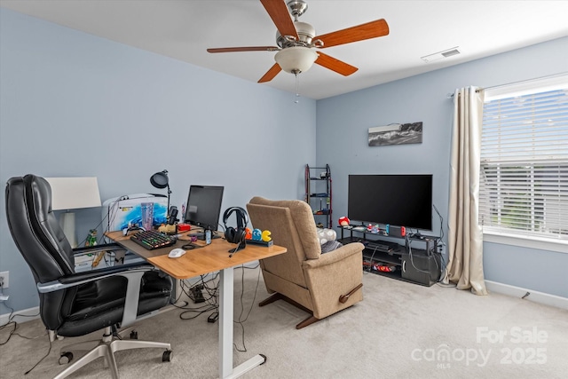 108 Planters Dr, Statesville, NC 28677 - office area with carpet floors, a ceiling fan, and baseboards