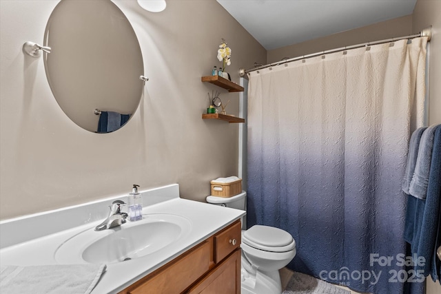 108 Planters Dr, Statesville, NC 28677 - bathroom featuring vanity, toilet, and a shower with shower curtain