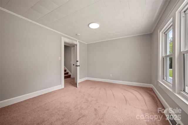 983 Stroud Rd, Ellenboro, NC 28040 - spare room featuring ornamental molding, light carpet, and baseboards