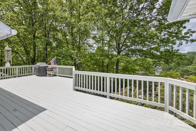 4471 Cove Loop Rd, Hendersonville, NC 28739 - wooden deck with a grill