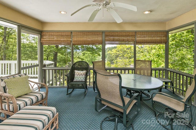 4471 Cove Loop Rd, Hendersonville, NC 28739 - sunroom / solarium featuring ceiling fan and outdoor dining area