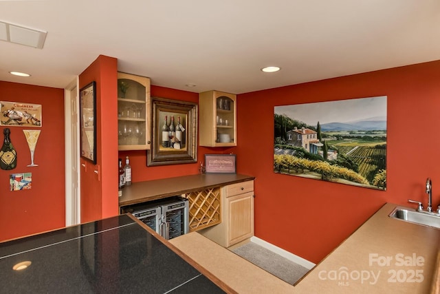 4471 Cove Loop Rd, Hendersonville, NC 28739 - indoor bar with recessed lighting and wine cooler