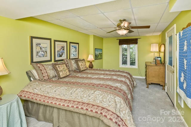 4471 Cove Loop Rd, Hendersonville, NC 28739 - carpeted bedroom with a drop ceiling and ceiling fan