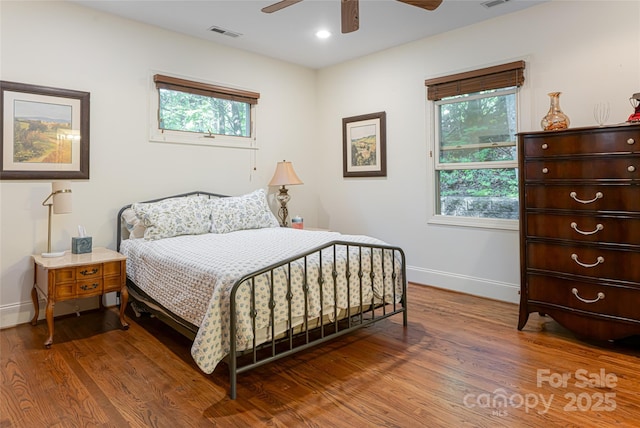 75 Cougar Ln, Saluda, NC 28773 - bedroom featuring baseboards, wood finished floors, ceiling fan, and recessed lighting