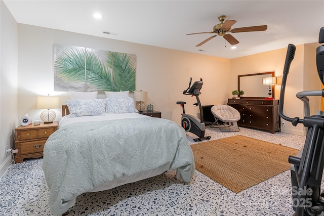 75 Cougar Ln, Saluda, NC 28773 - bedroom featuring baseboards, ceiling fan, and recessed lighting