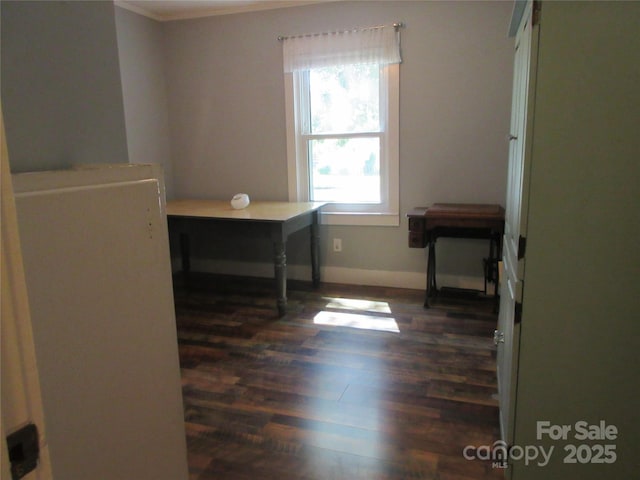 1051 S Brady Ave, Newton, NC 28658 - office area with dark wood finished floors, ornamental molding, and baseboards