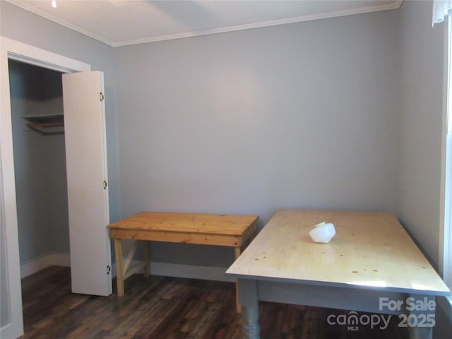 1051 S Brady Ave, Newton, NC 28658 - office featuring dark wood-style floors, ornamental molding, and baseboards