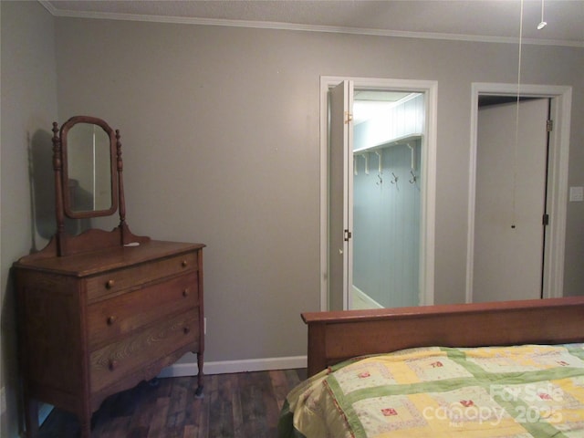 1051 S Brady Ave, Newton, NC 28658 - bedroom featuring dark wood-style floors, baseboards, and ornamental molding
