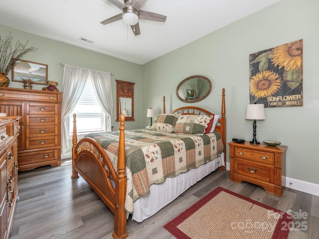 805 Brookmont Ave, Salisbury, NC 28146 - bedroom featuring wood finished floors, ceiling fan, and baseboards
