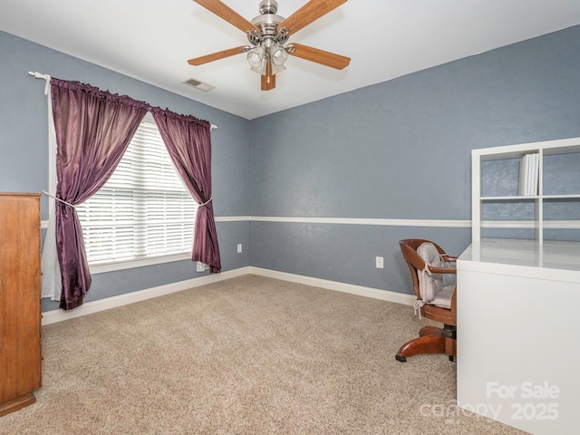 725 Old State St SW, Concord, NC 28027 - unfurnished office with ceiling fan, carpet floors, and baseboards