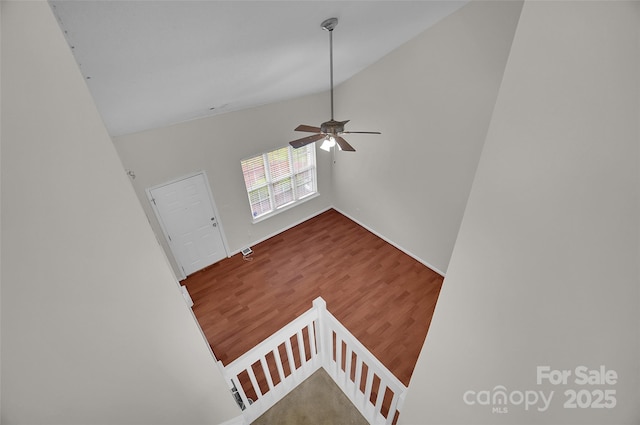 5237 Ficus Tree Ln, Charlotte, NC 28215 - interior space featuring wood finished floors, lofted ceiling, and ceiling fan