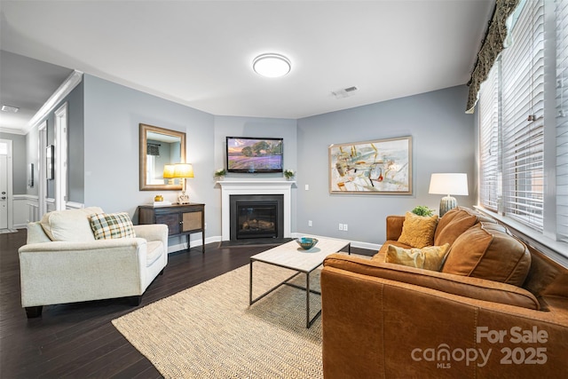 1284 Independence St, Fort Mill, SC 29708 - living area with dark wood-style flooring and a fireplace with flush hearth