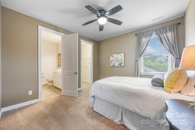 1284 Independence St, Fort Mill, SC 29708 - bedroom featuring light carpet, connected bathroom, baseboards, and a ceiling fan