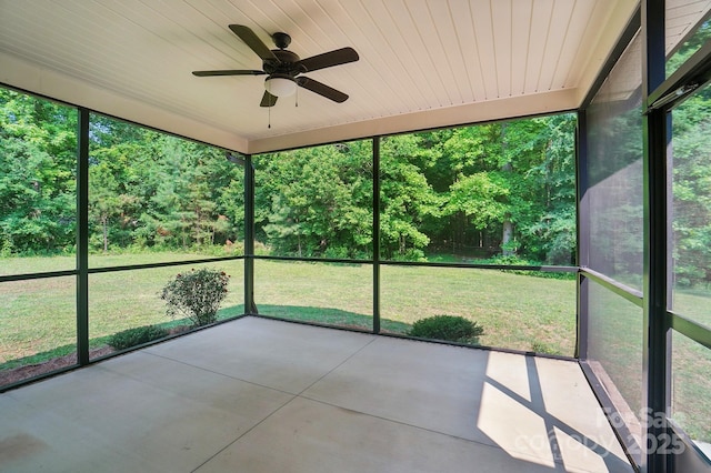 7006 Nesbit Rd, Waxhaw, NC 28173 - unfurnished sunroom with ceiling fan and plenty of natural light