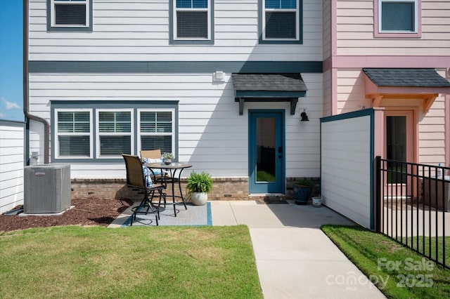 1036 Riverwalk Pkwy, Rock Hill, SC 29730 - property entrance with a patio, central AC unit, and a shingled roof