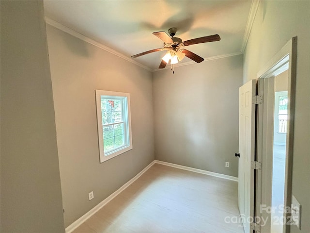 502 E Main St, Cleveland, NC 27013 - unfurnished room with ornamental molding, ceiling fan, baseboards, and light wood-style flooring