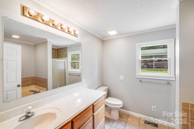 6350 Mount Pleasant Rd S, Concord, NC 28025 - full bath featuring a shower stall, vanity, a bath, toilet, and tile patterned flooring
