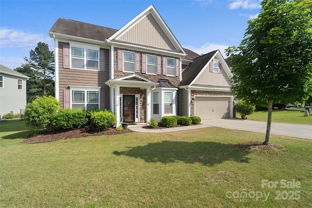 4500 Carrington Dr, Lancaster, SC 29720 - craftsman house with board and batten siding, concrete driveway, stone siding, and a front yard