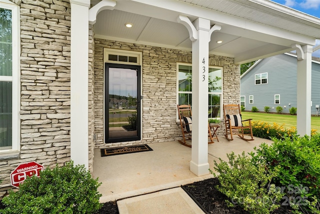433 Sinaloa St, Waxhaw, NC 28173 - entrance to property featuring stone siding and covered porch
