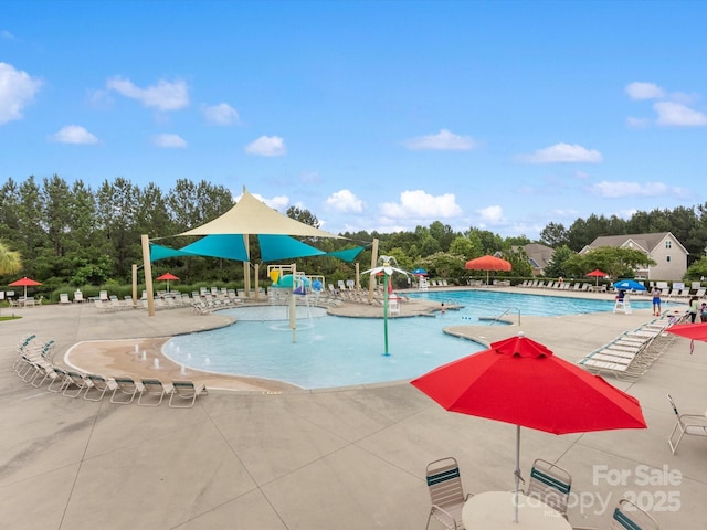 1810 Kerwick Ct, Lancaster, SC 29720 - community pool featuring a patio and view of wooded area