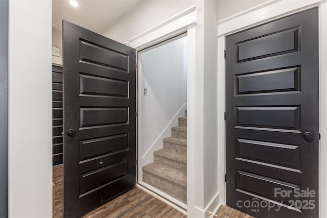 5215 Star Magnolia Ct, Clover, SC 29710 - foyer featuring dark wood finished floors and stairs