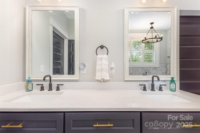 5215 Star Magnolia Ct, Clover, SC 29710 - full bath featuring double vanity and a chandelier