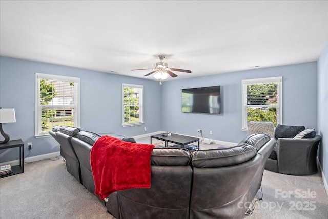 2213 Iron Works Dr, Clover, SC 29710 - carpeted living area featuring a ceiling fan and baseboards