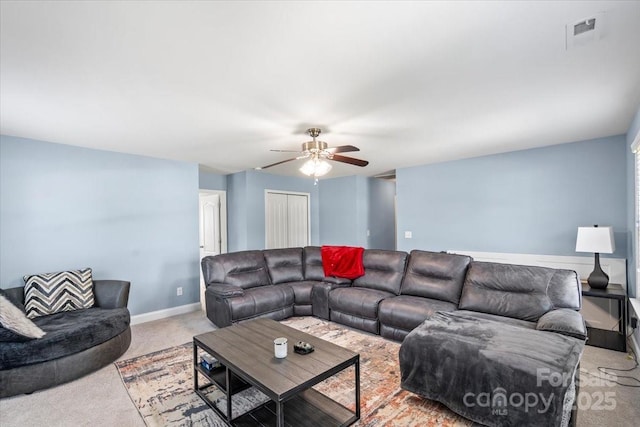2213 Iron Works Dr, Clover, SC 29710 - carpeted living area featuring a ceiling fan and baseboards