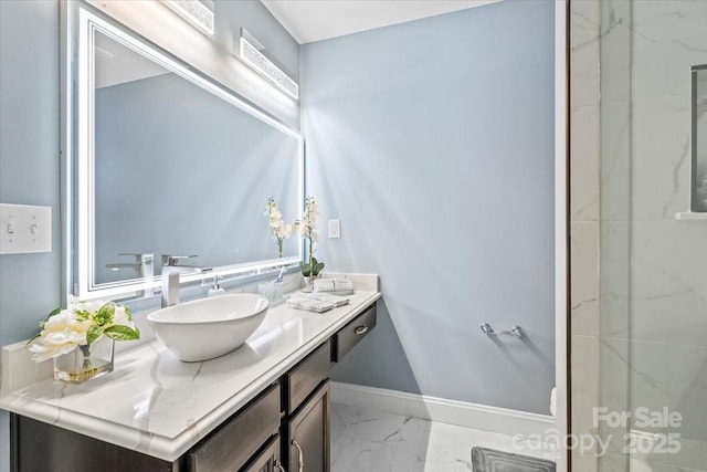 2213 Iron Works Dr, Clover, SC 29710 - bathroom featuring vanity and marble finish floors