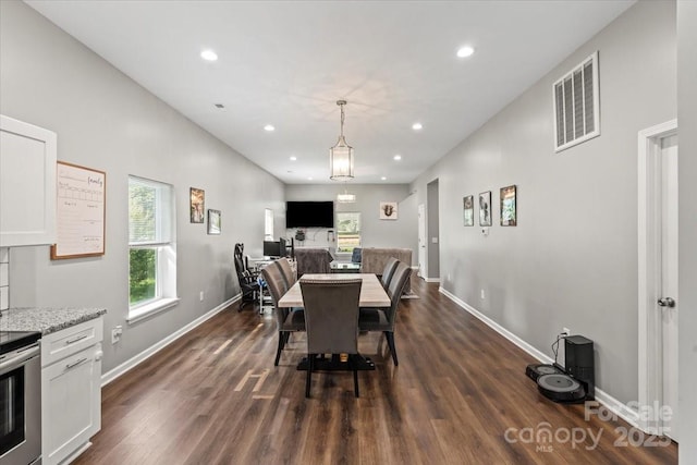 85 Ruritan Park Rd, Stony Point, NC 28678 - dining room with dark wood-style floors, recessed lighting, and baseboards