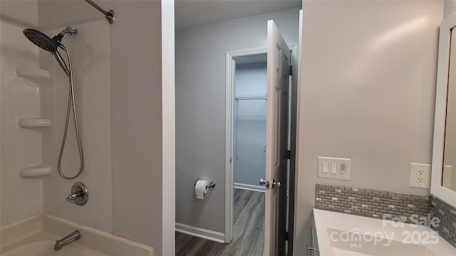109 Pepper Cir, Mooresville, NC 28117 - bathroom with wood finished floors, vanity, and bathing tub / shower combination