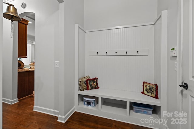 3009 Botetourt Ct, Weddington, NC 28104 - mudroom with dark wood-type flooring and arched walkways