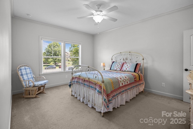 3009 Botetourt Ct, Weddington, NC 28104 - bedroom with ornamental molding, carpet, and ceiling fan