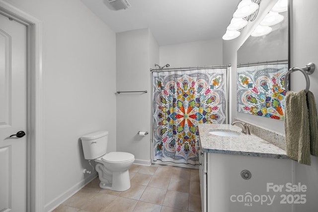 3009 Botetourt Ct, Weddington, NC 28104 - full bathroom with vanity, tile patterned floors, and a shower with curtain