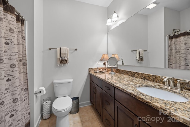 3009 Botetourt Ct, Weddington, NC 28104 - full bath featuring double vanity, tile patterned flooring, and a shower with shower curtain