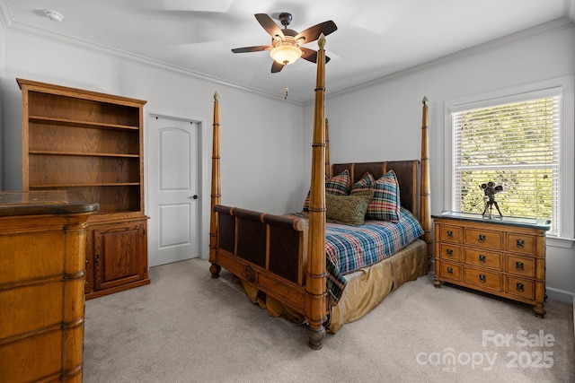 3009 Botetourt Ct, Weddington, NC 28104 - bedroom with carpet, ornamental molding, and a ceiling fan