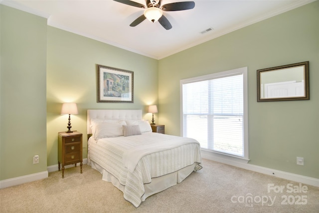 114 Wingard Rd, Concord, NC 28025 - bedroom with carpet flooring, ornamental molding, multiple windows, baseboards, and ceiling fan