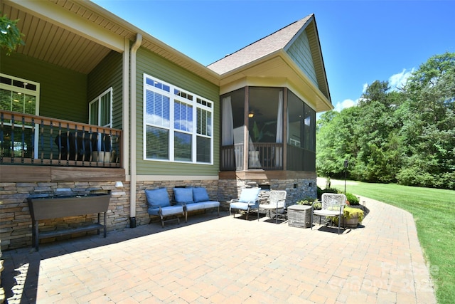 114 Wingard Rd, Concord, NC 28025 - view of patio with a sunroom and an outdoor hangout area