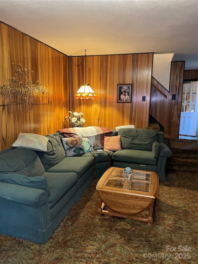 5806 Whitingham Dr, Charlotte, NC 28215 - living area with wooden walls and carpet