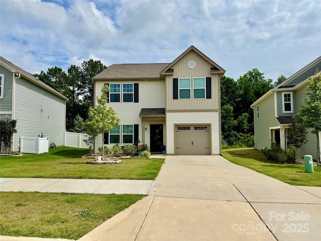 750 Fraternity Row, Kannapolis, NC 28081 - traditional home featuring board and batten siding, driveway, a front yard, and a garage