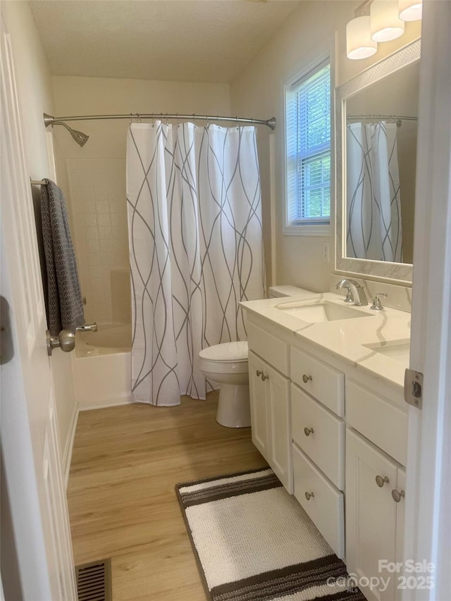 1743 Silver Stream Dr, Rock Hill, SC 29730 - full bathroom with vanity, shower / bath combo, wood finished floors, and toilet