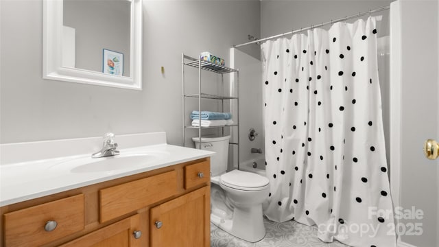 6129 Caseys Side Way, Fort Mill, SC 29708 - full bath with vanity, toilet, shower / bath combo, and tile patterned floors